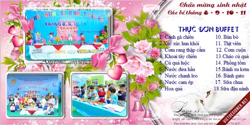 Trường MN Ngọc Thụy tổ chức Liên hoan Tiệc Buffe sinh nhật các bé Tháng 8,9,10,11